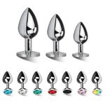 3PC Metal Butt Plug Steel Anal Dildo Diamond Jewel Smooth Sex Toy Princess Stone