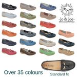 Jo & Joe Womens Wide Fit Loafers Flat Slip On Leather Ladies Deck Shoes Size