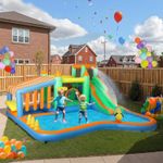 Bouncy Castle, Inflatable Bounce House with 550W Blower for Kids, 360x315x195 cm