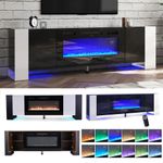70inch TV Stand Cabinet with 36" Electric Fireplace & 12 LED Lights Furniture UK