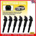 Pack of 6 Ignition Coil 12131712219 for BMW E46 E39 E53 E83 E85 2.5L 3.0L Black