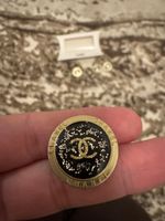 6x Stunning rare Vintage Chanel Buttons Gem 23mm antique gold rare glitter black