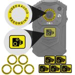 Yellow Body Camera Body Cam Video Recording Stickers CCTV Brifield 5 Pack