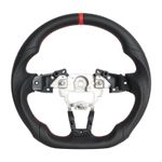 Full Black Leather Flat Steering Wheel Fits Mazda MX-5 Miata Red Line 2017-2025