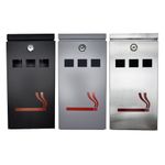 Wall Mounted Outdoor Ashtray Pub Cub Steel Metal Bin Black Silver Cigarette A...