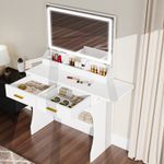 Dressing Table With Large Mirror & Size Folding  Board Makeup Desk Vanity Ifnymi