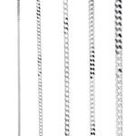925 Sterling Silver Curb Necklace Chain in various lengths with a gift bag