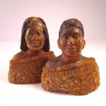 Rare 19th Century Maori Carved Kauri Gum Resin Sculptures