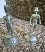 Metal Military Soldier Figurines on Bases, Silver Colour, Pack of 2