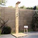 Wooden Thermostatic Outdoor Shower with Square Hand Shower 2 Outlets - Na NAMACH
