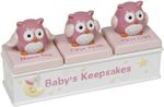 BABY`S KEEPSAKES FIRST TOOTH, CURL & NAME TAG CUTE OWLS