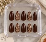 24 Leopard Print Gel Painted Medium Almond Press-on Nails. Made To Last. Glue In