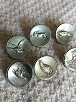 Silver 900 Buttons Hunting Hare duck Grouse Deer Six