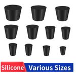 Tapered Plugs Rubber Bungs Stoppers Laboratory SOLID Stoppers Black Various Size