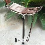 BROWN STRONG LEATHER SHOOTING STICK RACING FOLDING SEAT SHOWS CHAIR STOOL (F)