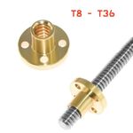 Brass Round Flange Trapezoidal Nut for Threaded Rod Lead Screw T8 - T36