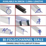 Channel Shower Seal | Bi-Fold Folding Glass Door Screen | 200cm / 2.0M Lengths