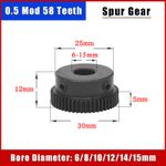 0.5 Mod 58 Teeth Spur Gear With Step Bore 6-15mm Transmission Gears Motor Gear