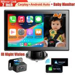 Baby Car Camera for Backseat - 7"HD Car Baby Monitor with Wireless Apple Carplay