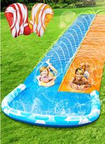 Water Slide for Garden 6.8m Double Lane Slip Slide with 2 Bodyboards