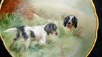 ENGLISH SPRINGER SPANIEL SETTER WELSH HUNTING DOGS 8" hand painted plate signed