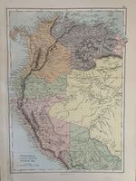 1882 Venezuela Colombia Peru Ecuador Antique Map by Adam & Charles Black