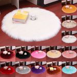 Soft Rugs Faux Fur Round Carpet Non Slip Fluffy Sheepskin Rug Bedroom Mat UK NEW