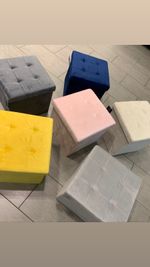 Luxurious Foldable Small Brushed Velvet Storage Box Seat Ottoman