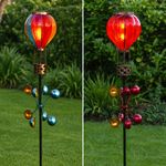 1.15m Solar Flame LED Hot Air Balloon Wind Spinner Outdoor Garden Stake Light