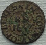 1657 Berkshire Newbury Copper Farthing, 17thC Token, 15mm 0.48g, T62
