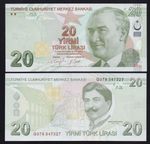 TURKEY: B302f P#224f 20 Turkish Lira 2009 (2022) Prefix G Uncirculated Banknote.