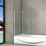180?Hinged 2 Fold Folding Shower Bath Screen Reversible NANO Glass Panel