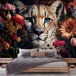 CHEETAH FLOWERS ANIMALS Wallpaper Wall Photo Mural Modern Bedroom Living Room