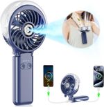 5200mAh Handheld Misting Fan with Power Bank, 34ml Water Tank, Rechargeable Pers