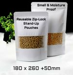 Kraft Paper Bag / Window Stand Up Pouch Zip Lock Resealable Heat Seal Display..