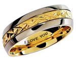 Engraved ''I Love You'' Gold GP Titanium 7mm  Wedding Engagement Band Ring