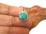 Small Green Round  Emerald Sterling  Silver  925 Gemstone  Pendant