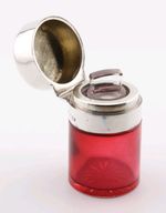 Sterling Silver Cranberry Glass Scent Bottle Barrett & Son Piccadilly London