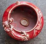 Chinese Porcelain/Pottery Bowl Red Glaze with Applied Dragon Figural Relief