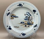 Rare Nanking Shipwreck Cargo Blue & Enamels 'Boatman' Pattern Plate (A)