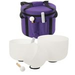 432Hz 8"-12" Set of 3 Chakra Design Quartz Crystal Singing Bowl with Carry Case