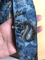 Handmade Wide Blue Dragon Guitar Strap for Acoustic Guitar Electric Bass Soft