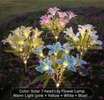 4 Packs 4 Colours Lily Solar Flower Lights Garden Outdoor Ornament Warm Light