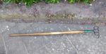 Vintage Drag Fork 4 Prong Manure Straw Hay fork . Farm chrome tool.