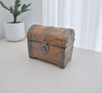 Vintage Wooden Half Round Top Storage Box Original Old Hand Crafted Metal Fitted