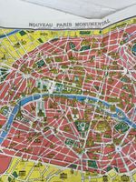 1972 Plan De Paris Double Sided Map Nouveau Monumental By A.Leconte France