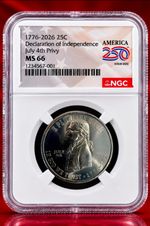 1776-2026 25C Declaration of Independence July 4th Privy Quarter NGC MS66 %presa