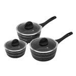 Saucepan 3 pcs set Induction Safe Non-Stick Granite Coating, Forged Aluminium