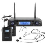 Vonyx WM62B Wireless Headset Microphone System - UHF 2 Channel with Bodypacks