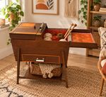 Upcycled Vintage Sewing Box / Table - MCM- Hand Painted Geometric Design